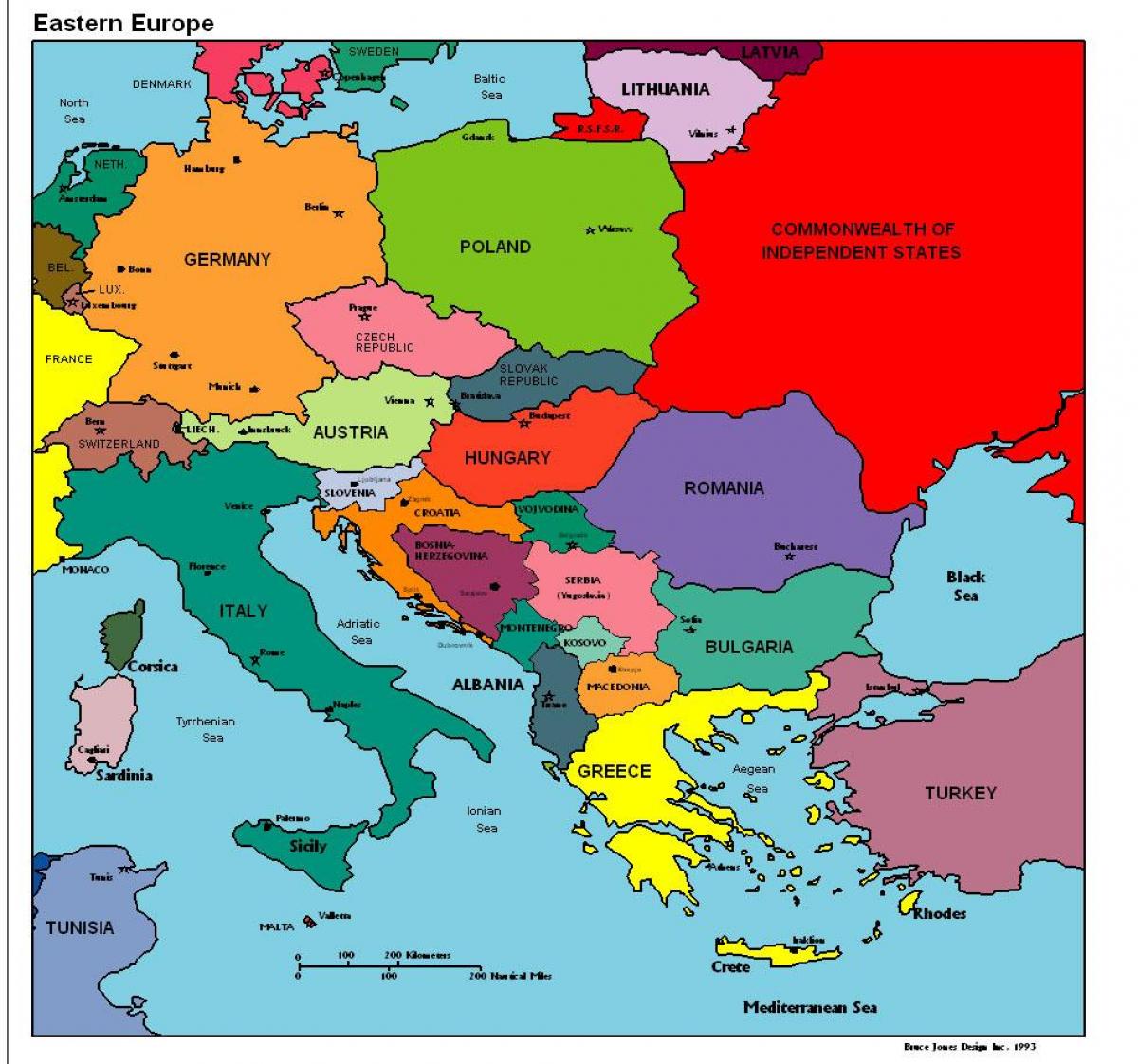 карта на европа покажува Албанија