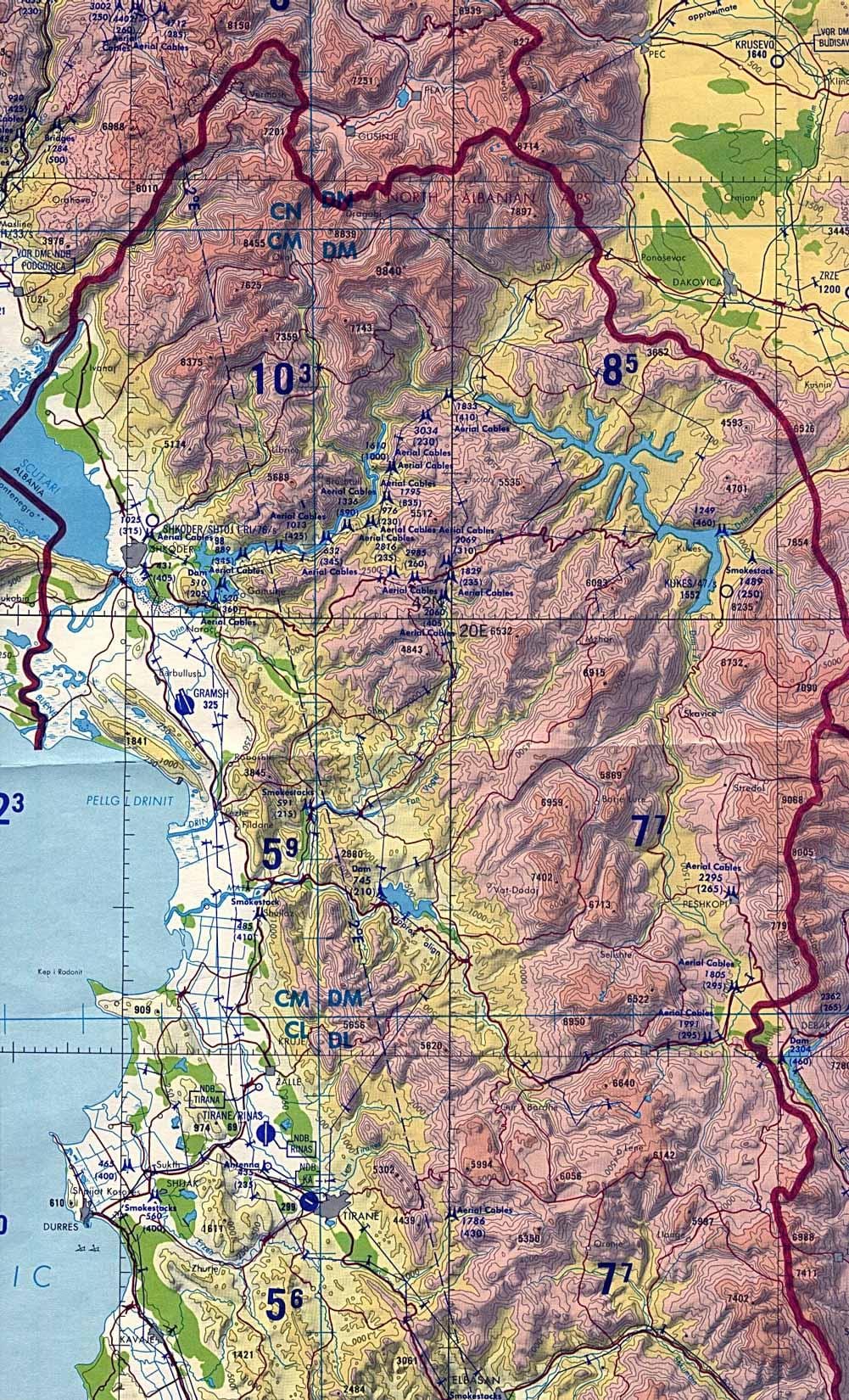 мапата на Албанија топографски