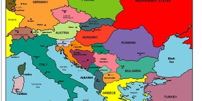Карта на европа покажува Албанија