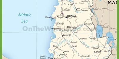 Албанија патишта мапа