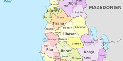 Мапата на Албанија политички