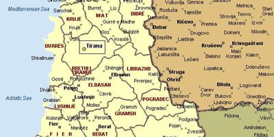 Карта на албански брег